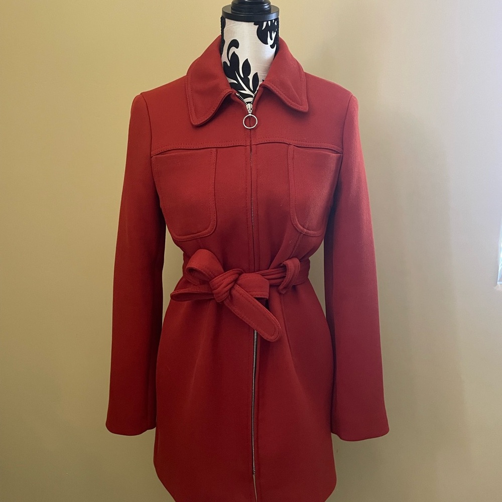 Zara Women's Burnt Orange Polyester Trench Coat